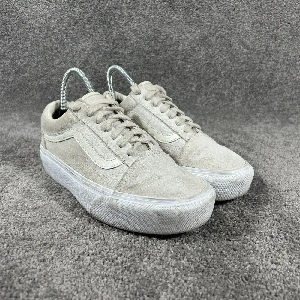 Vans Old Skool Deboss Women’s Size 6.5 Marshmallow White Platform Shoes Used